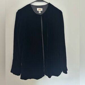 Talbots Black Velour Silk Blend Single Button Cardigan Size 6